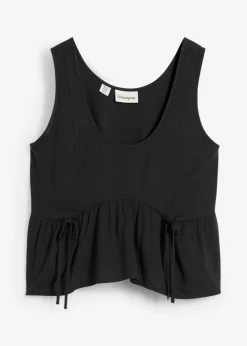 Blusa de mezcla de lino vaporoso Mujer Camisas Y Blusas|Camisetas
