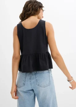 Blusa de mezcla de lino vaporoso Mujer Camisas Y Blusas|Camisetas