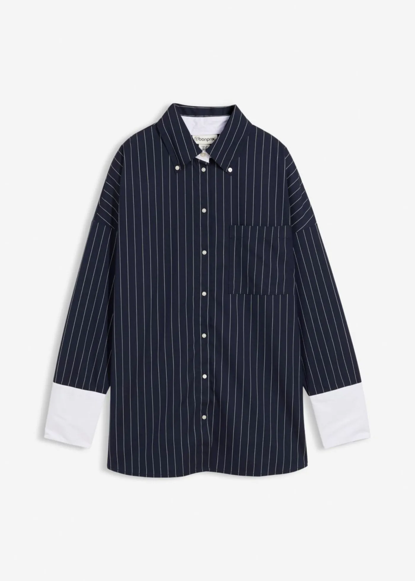 Hot Blusa de mezcla de viscosa con raya diplomática Mujer Esenciales|Camisas Y Blusas