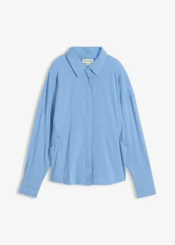 Online Blusa de mezcla de viscosa con bolsillos Mujer Camisas Y Blusas