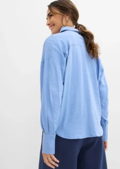 Online Blusa de mezcla de viscosa con bolsillos Mujer Camisas Y Blusas