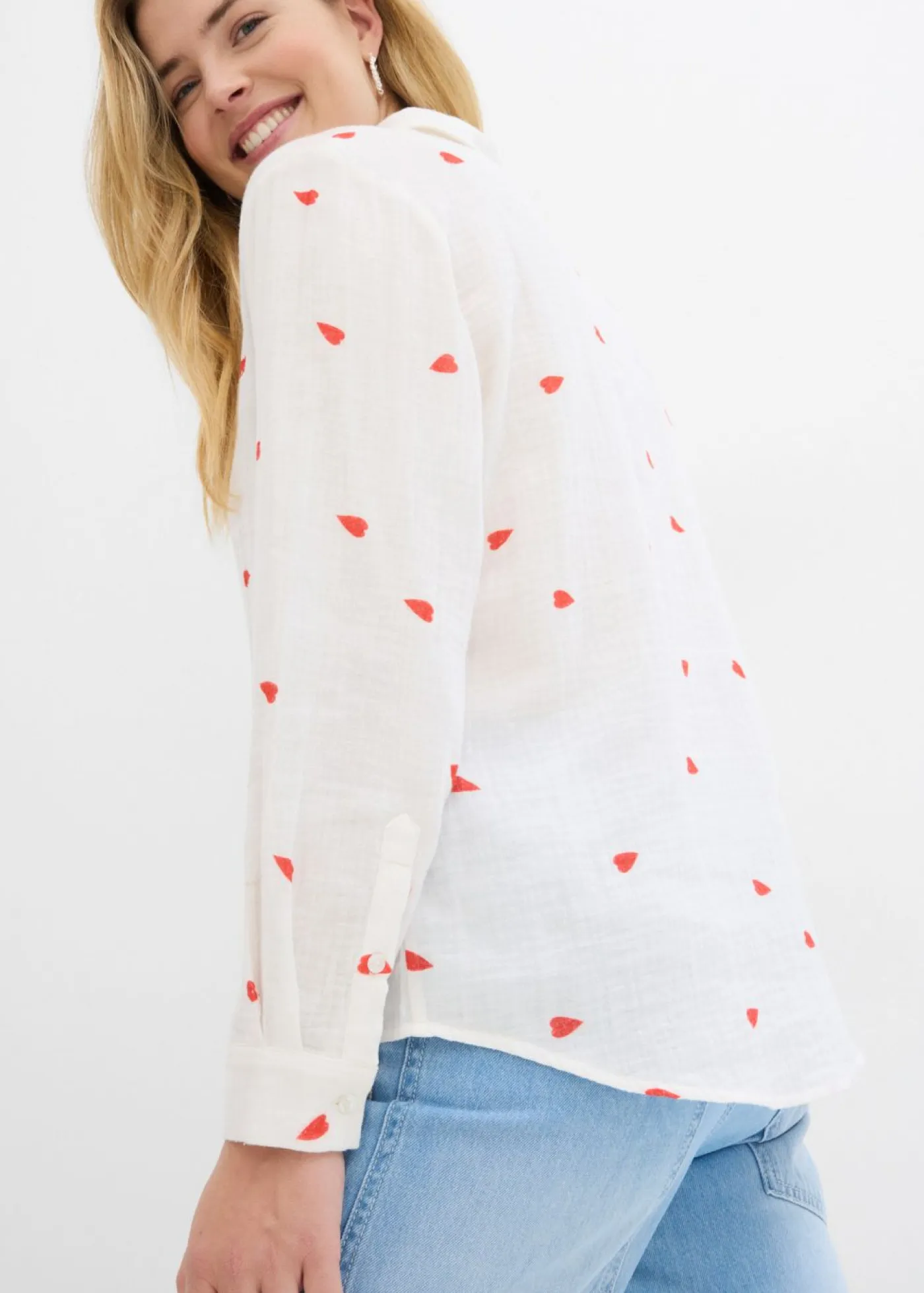 Blusa de muselina con corazones Mujer Camisas Y Blusas