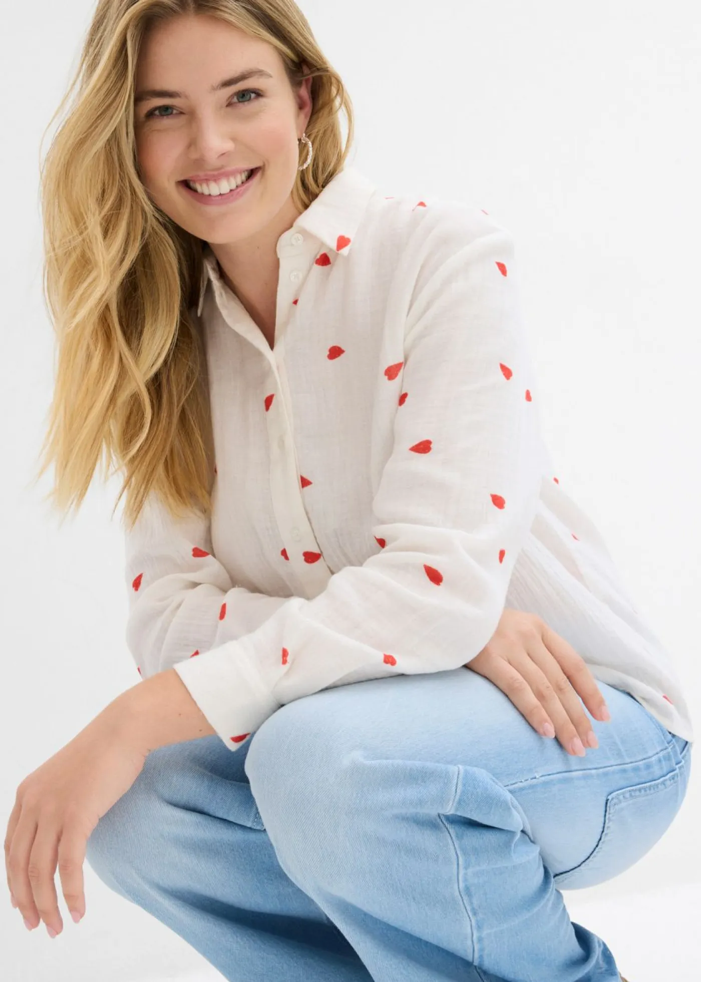 Blusa de muselina con corazones Mujer Camisas Y Blusas