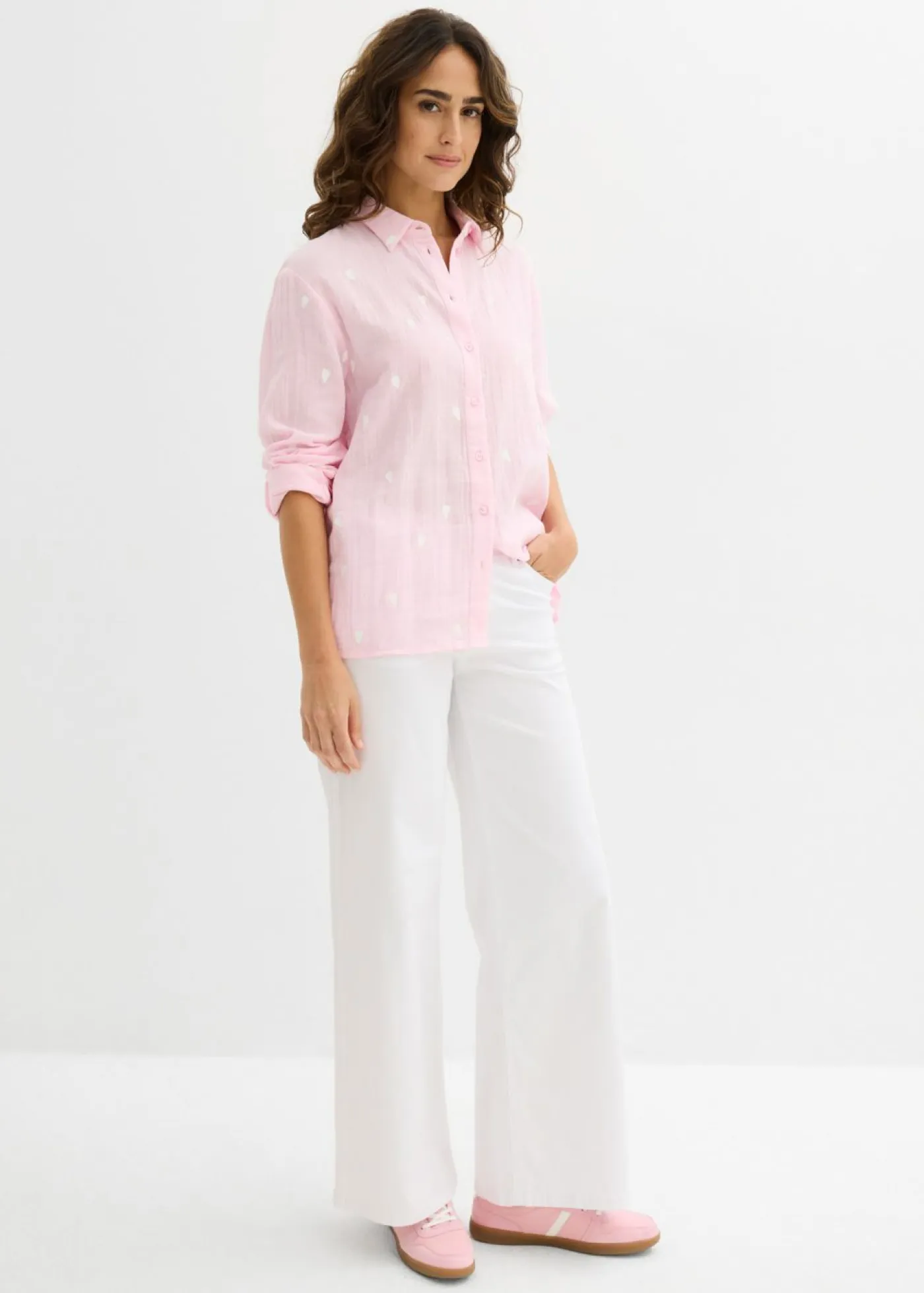 Outlet Blusa de muselina con corazones Mujer Camisas Y Blusas