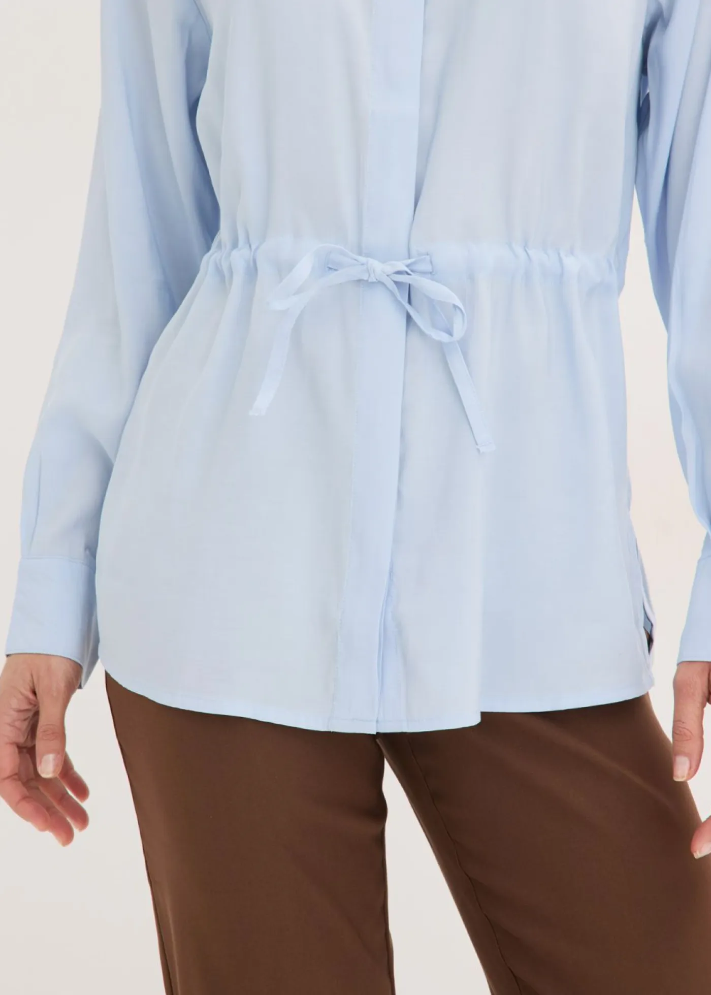 New Blusa de popelín con pliegues Mujer Camisas Y Blusas