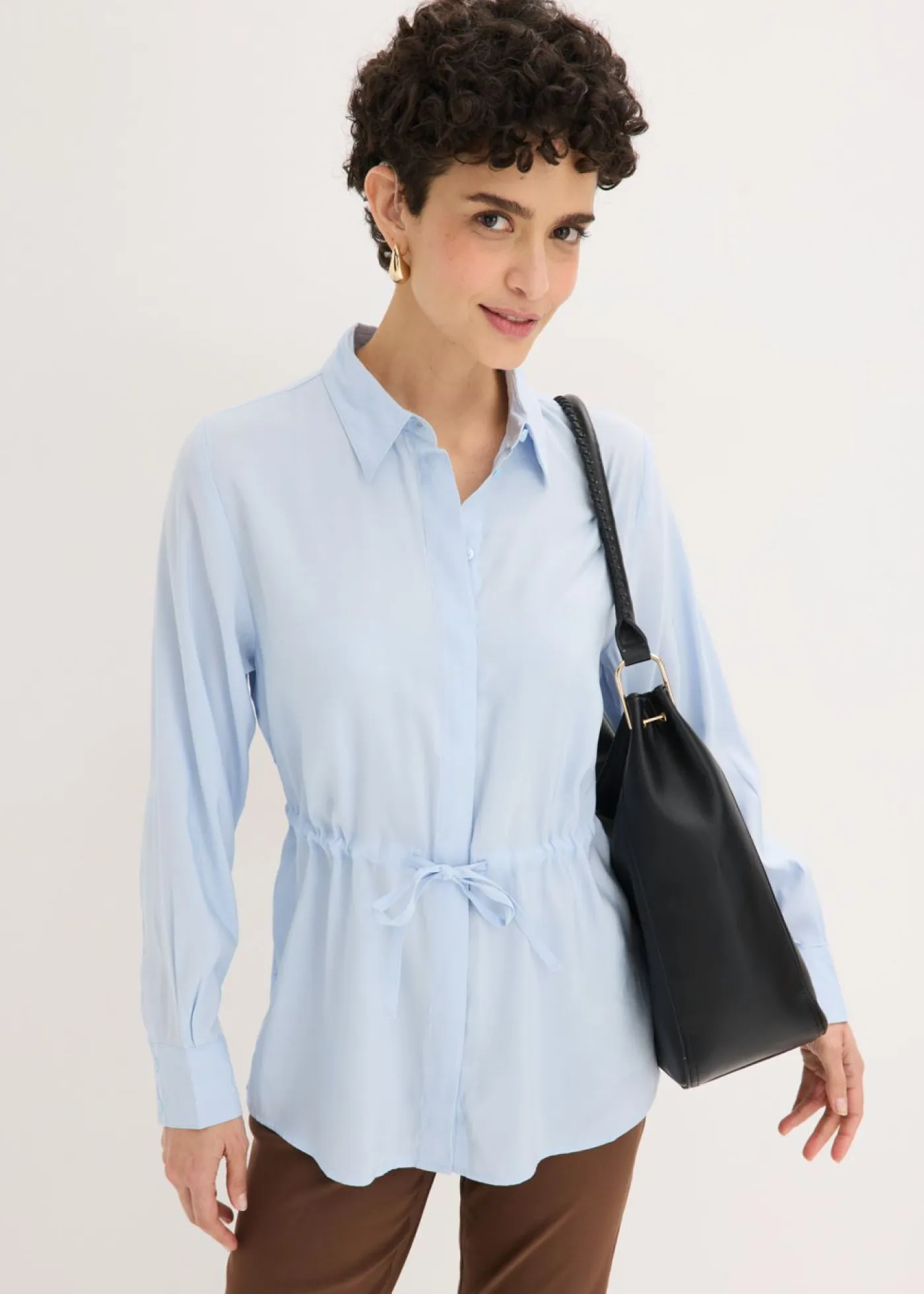 New Blusa de popelín con pliegues Mujer Camisas Y Blusas
