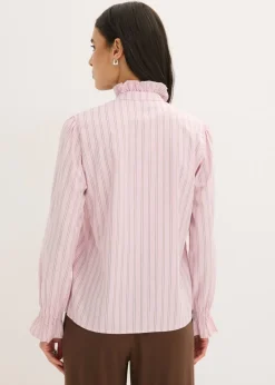 Sale Blusa de popelín con volantes en el cuello Mujer Camisas Y Blusas