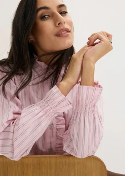 Sale Blusa de popelín con volantes en el cuello Mujer Camisas Y Blusas