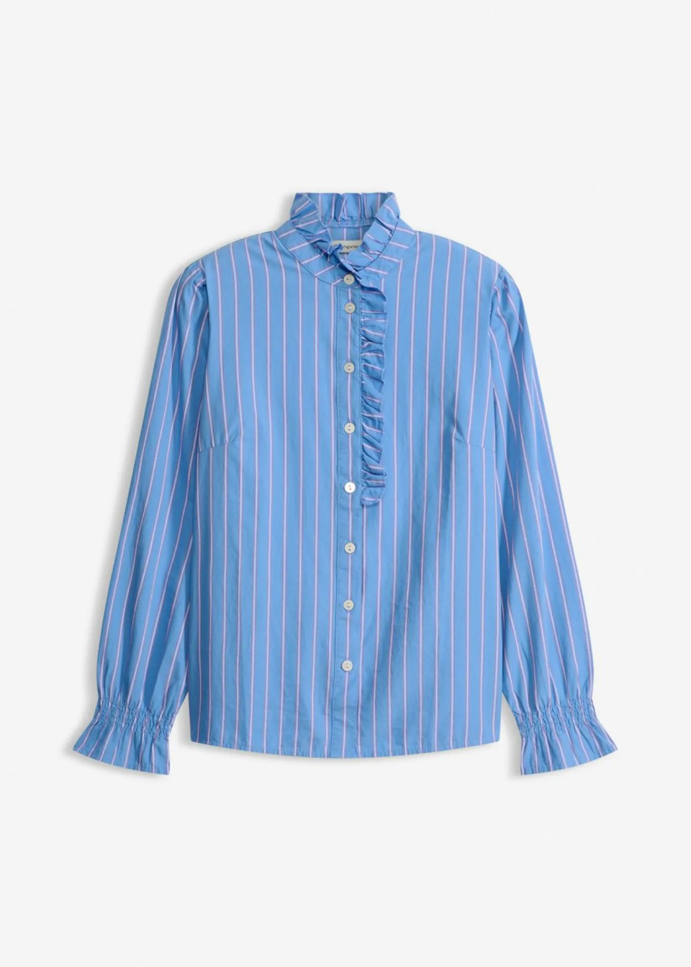 Blusa de popelín con volantes en el cuello Mujer Camisas Y Blusas