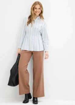 Best Blusa de popelín de algodón elástico Mujer Camisas Y Blusas