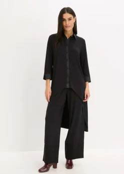 Outlet Blusa de punto con ribetes de satén Mujer Camisas Y Blusas