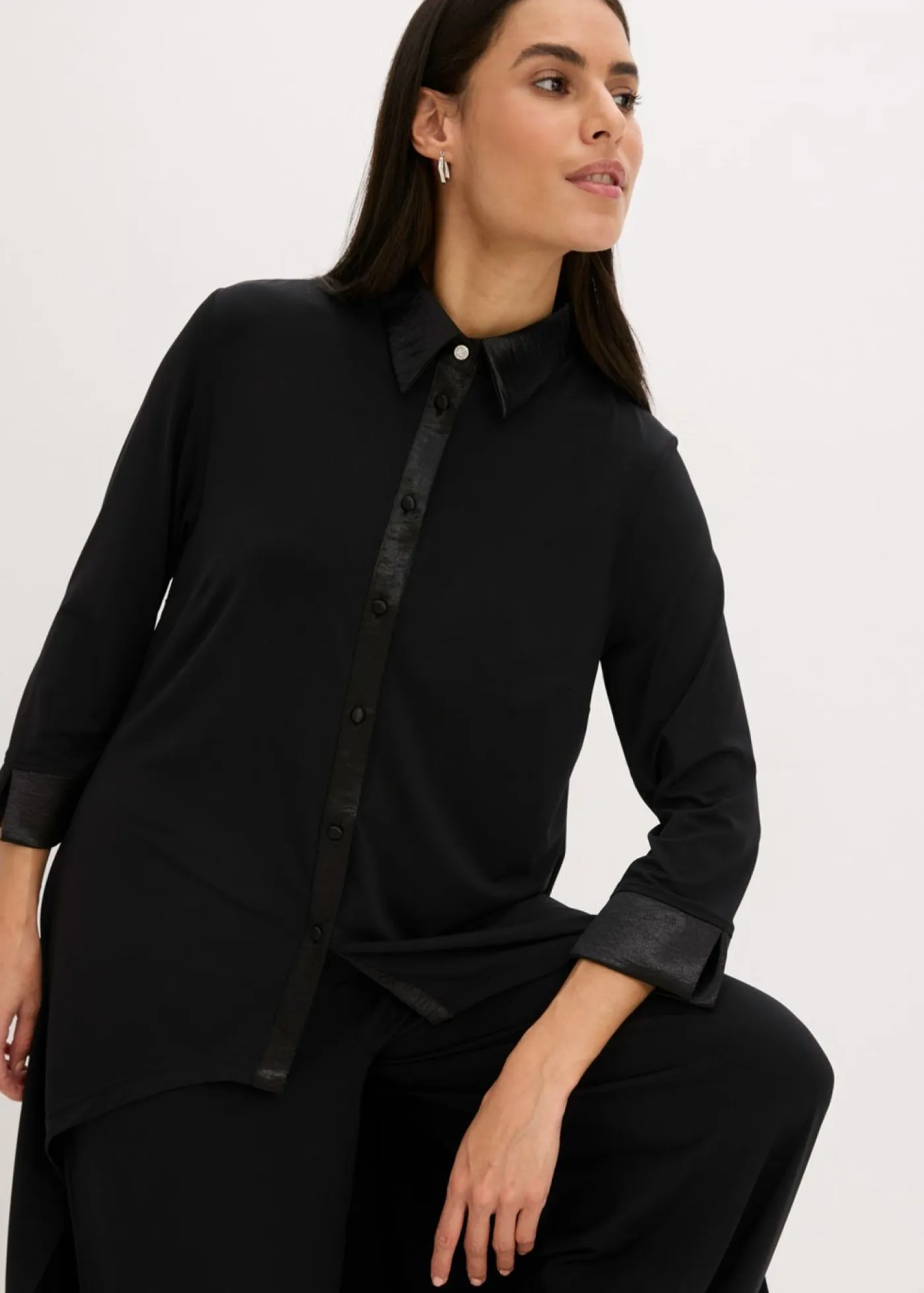 Outlet Blusa de punto con ribetes de satén Mujer Camisas Y Blusas