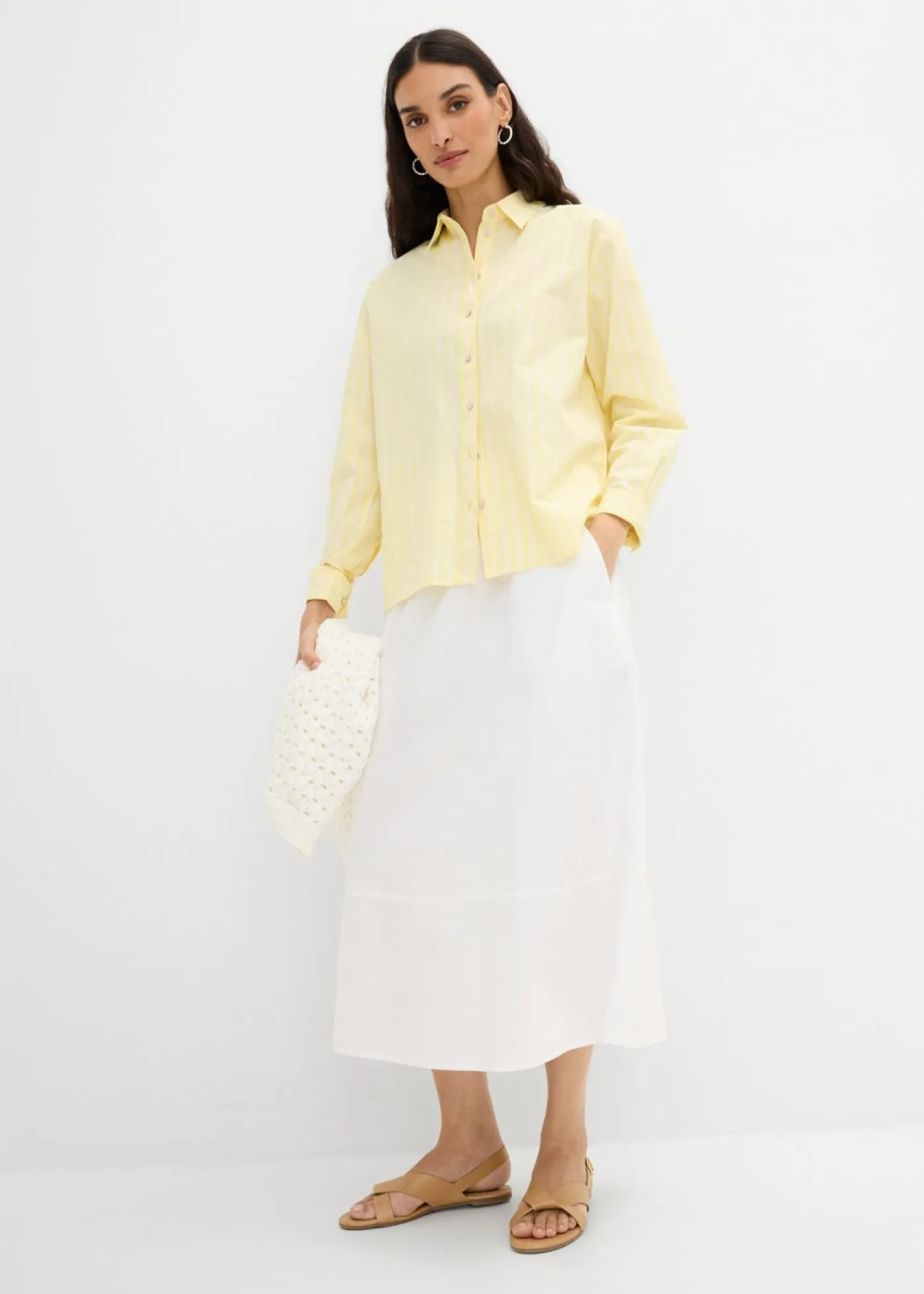 New Blusa de rayas de algodón orgánico puro Mujer Esenciales|Camisas Y Blusas