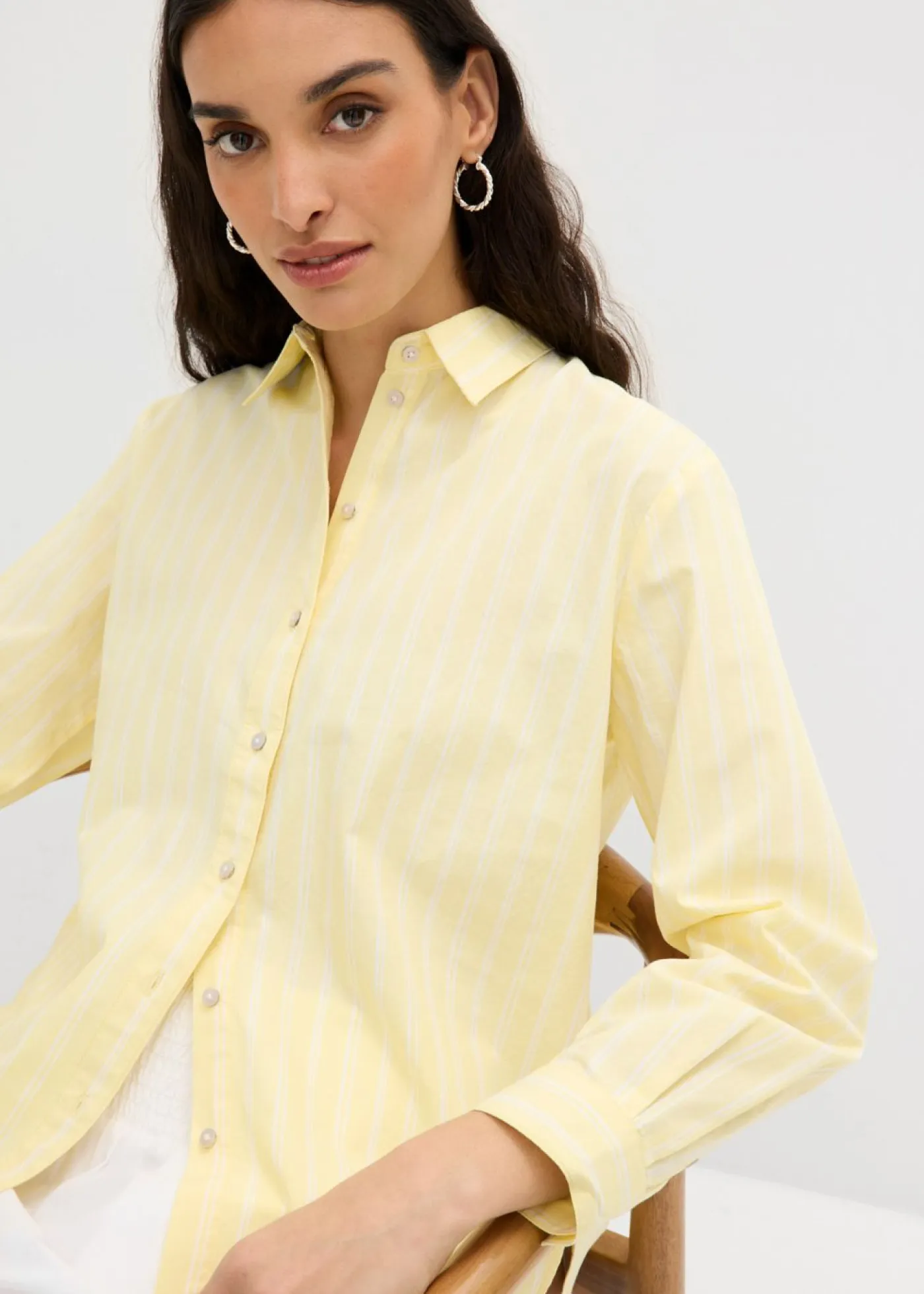 New Blusa de rayas de algodón orgánico puro Mujer Esenciales|Camisas Y Blusas