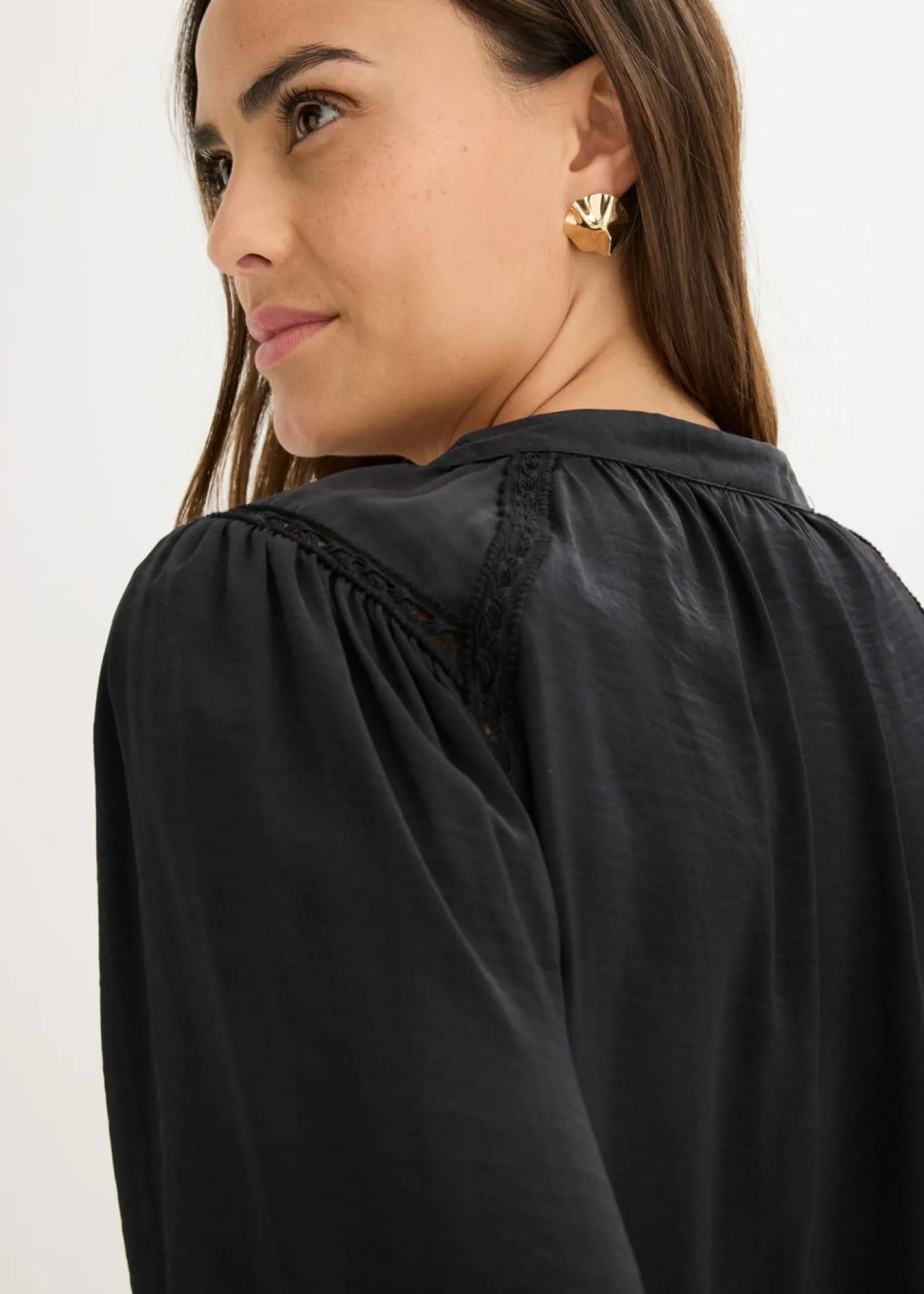 Sale Blusa de satén con cintas de encaje Mujer Camisas Y Blusas