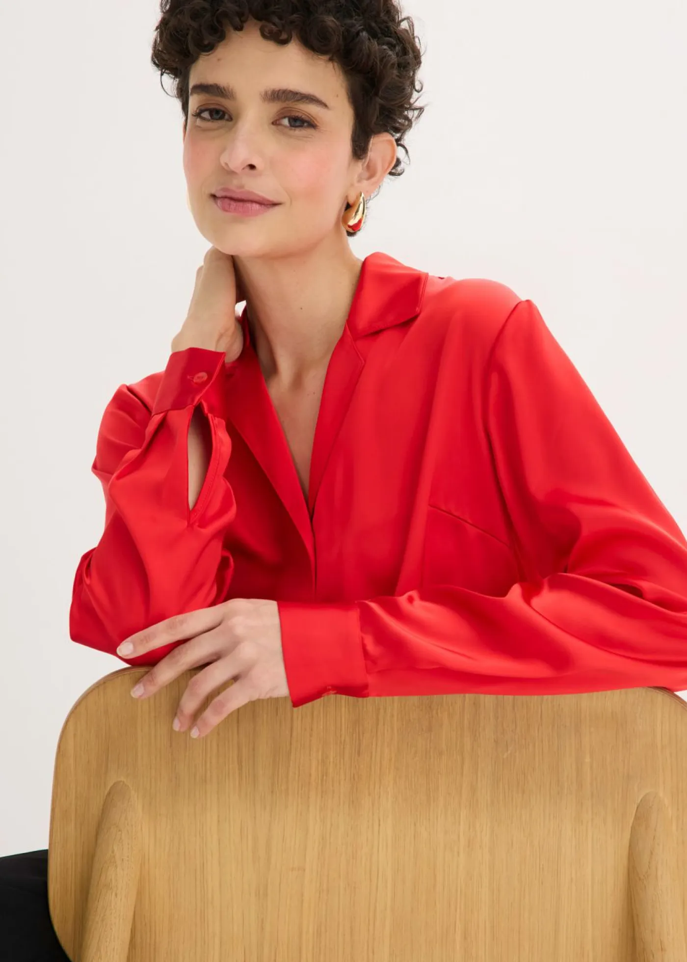 Clearance Blusa de satén fino Mujer Camisas Y Blusas