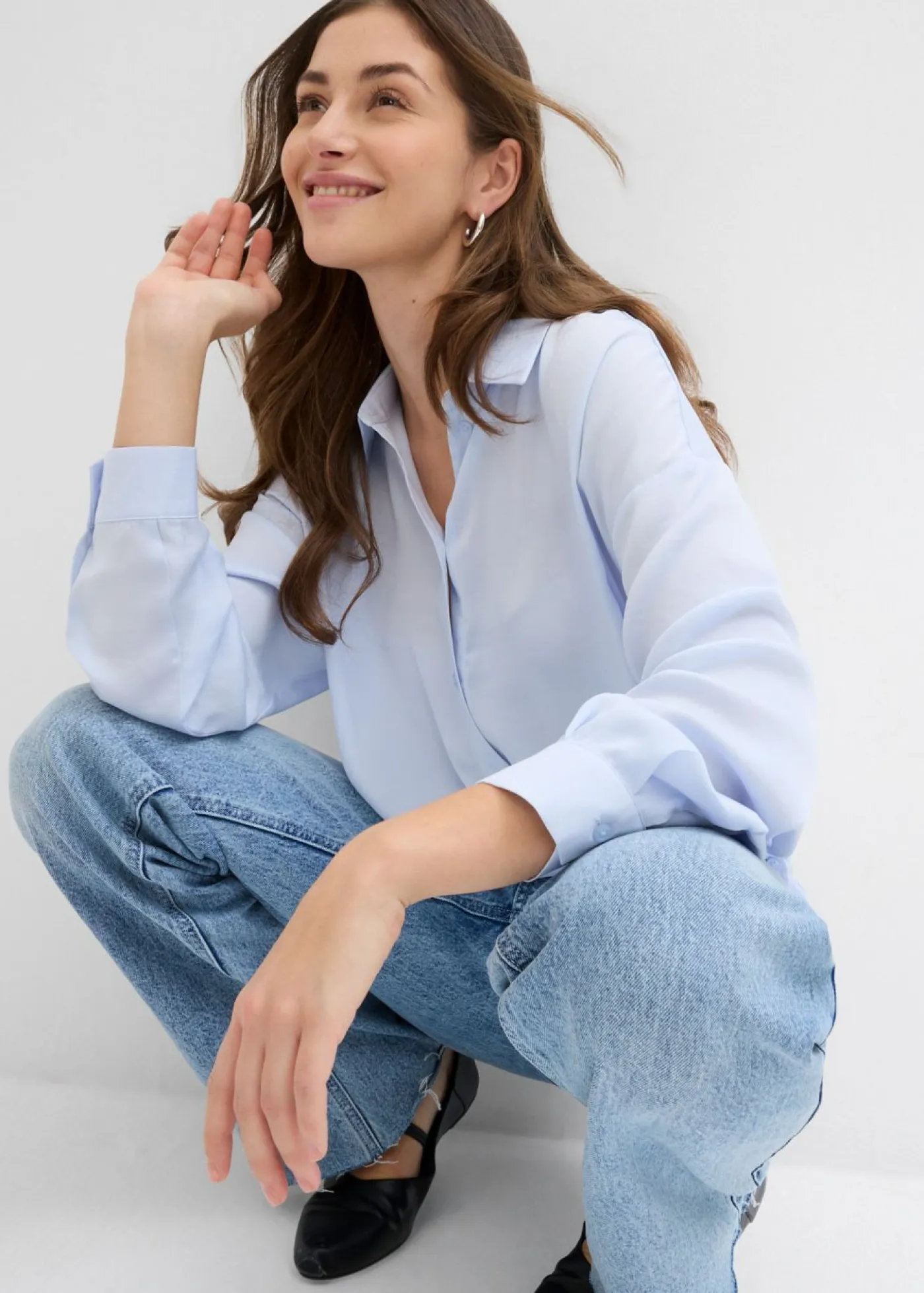 Sale Blusa de satén fluido Mujer Esenciales|Camisas Y Blusas