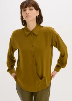 Online Blusa de satén fluido Mujer Esenciales|Camisas Y Blusas
