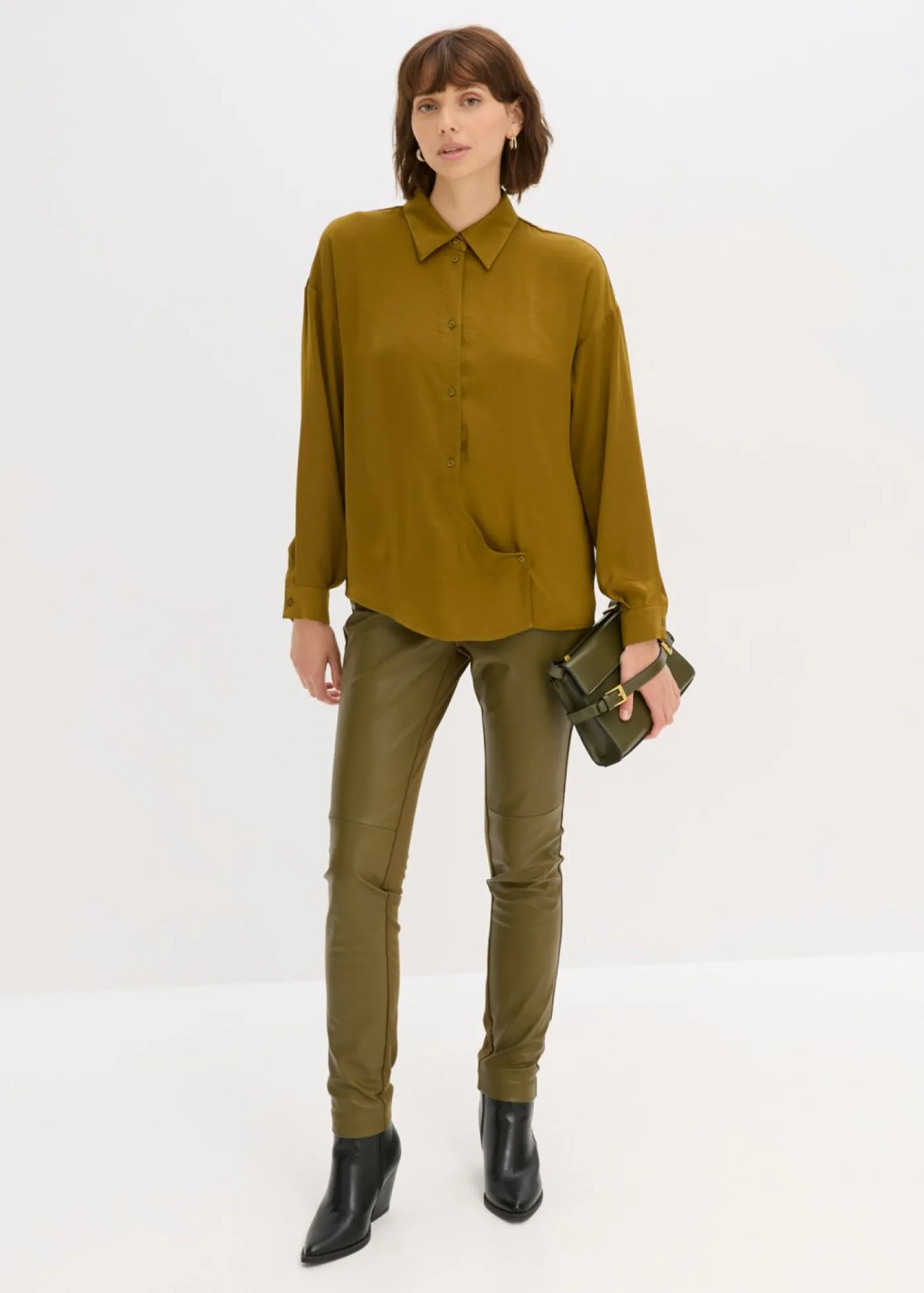 Online Blusa de satén fluido Mujer Esenciales|Camisas Y Blusas