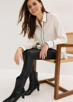 Best Blusa de satén fluido Mujer Camisas Y Blusas