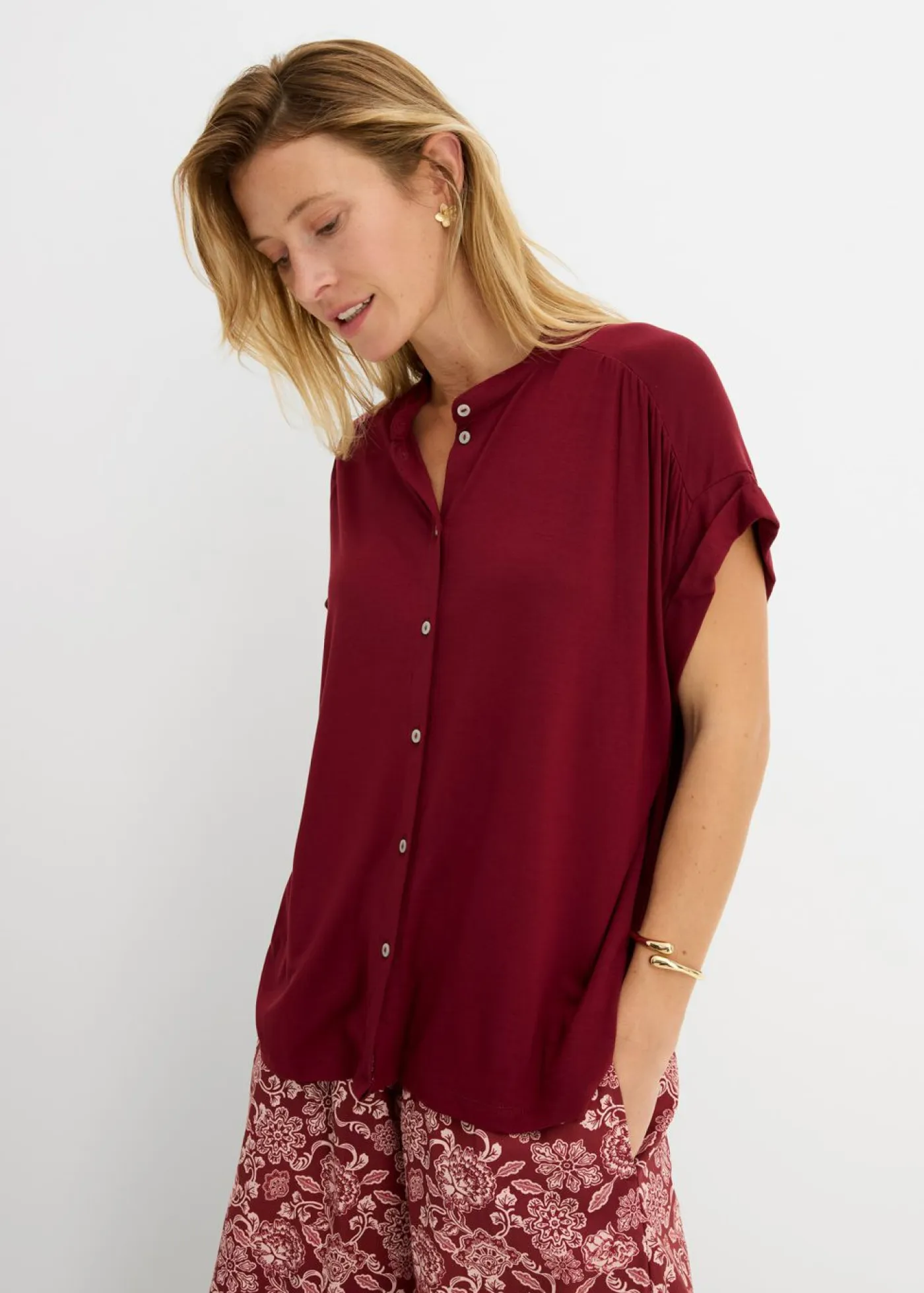 Discount Blusa de suave mezcla de viscosa Mujer Camisetas
