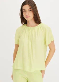 Blusa de tejido arrugado estructurado Mujer Camisas Y Blusas|Camisetas