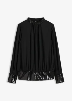 Clearance Blusa de tul fino con lentejuelas Mujer Camisas Y Blusas|Ropa Elegante