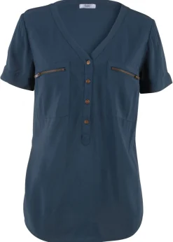 Outlet Blusa de viscosa con manga corta Mujer Camisas Y Blusas