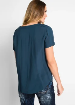 Outlet Blusa de viscosa con manga corta Mujer Camisas Y Blusas