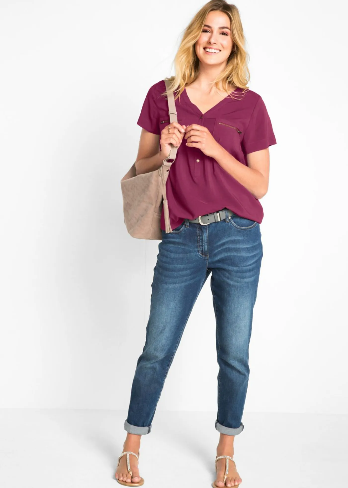 New Blusa de viscosa con manga corta Mujer Camisas Y Blusas