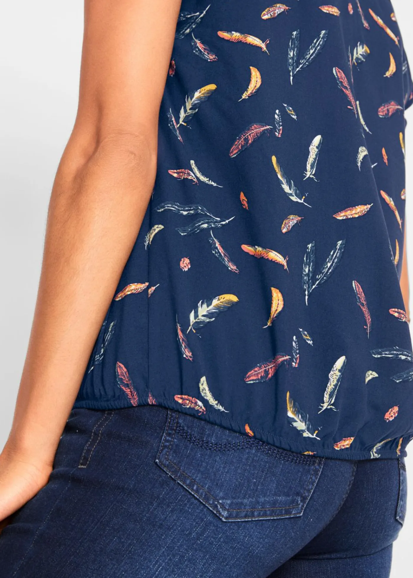 Sale Blusa de viscosa fluida con manga corta Mujer Camisas Y Blusas