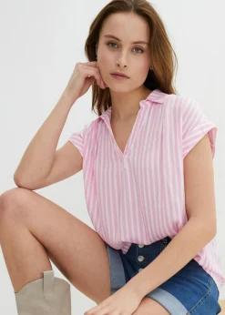 Clearance Blusa de viscosa fluida con manga corta Mujer Camisas Y Blusas|Novedades