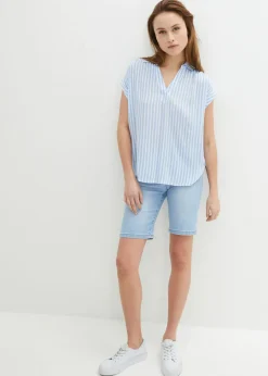 Best Blusa de viscosa fluida con manga corta Mujer Camisas Y Blusas|Novedades