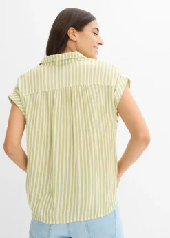 Clearance Blusa de viscosa fluida con manga corta Mujer Camisas Y Blusas|Novedades