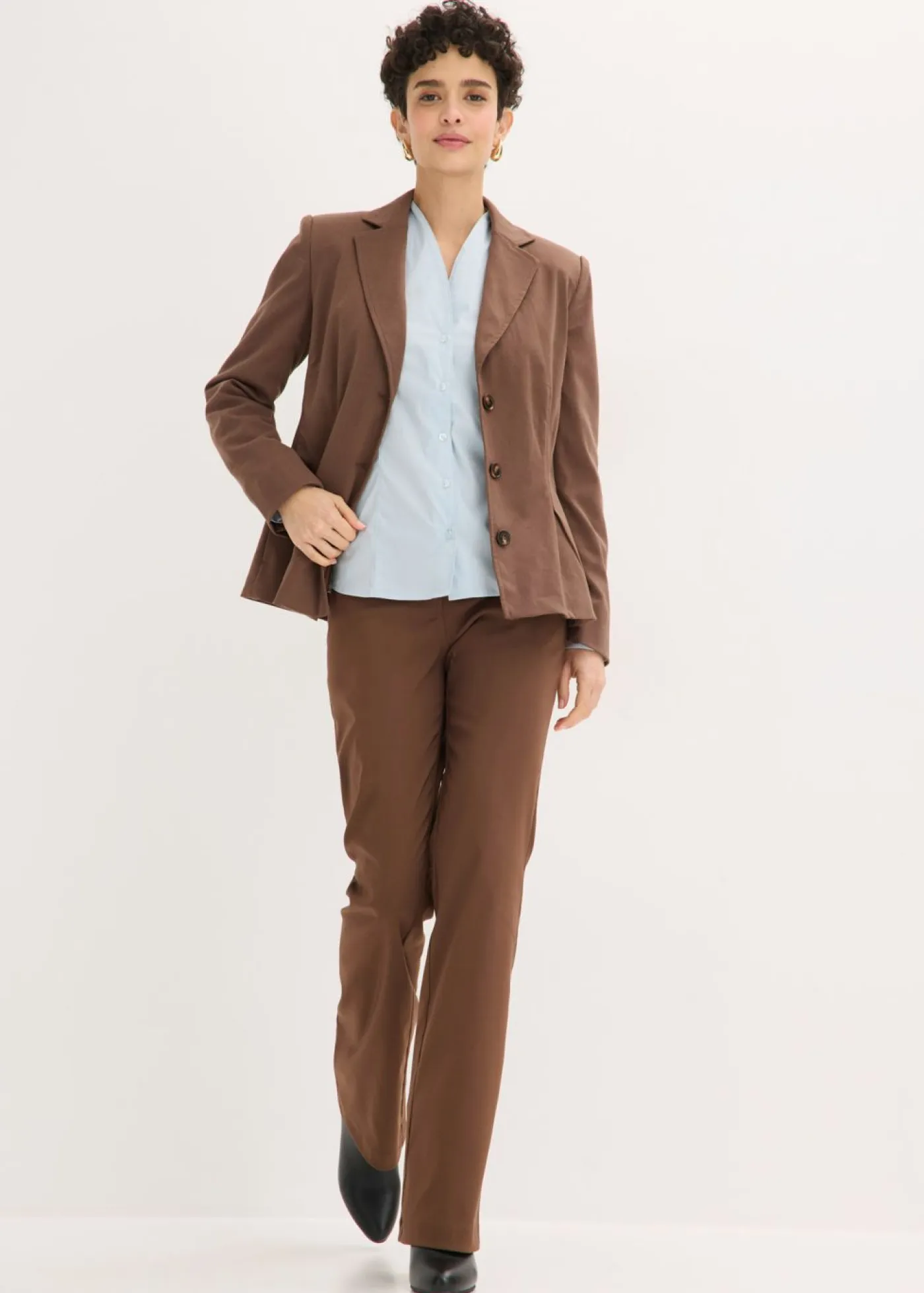 Blusa elástica de popelín con cuello chimenea y ligera transparencia Mujer Camisas Y Blusas
