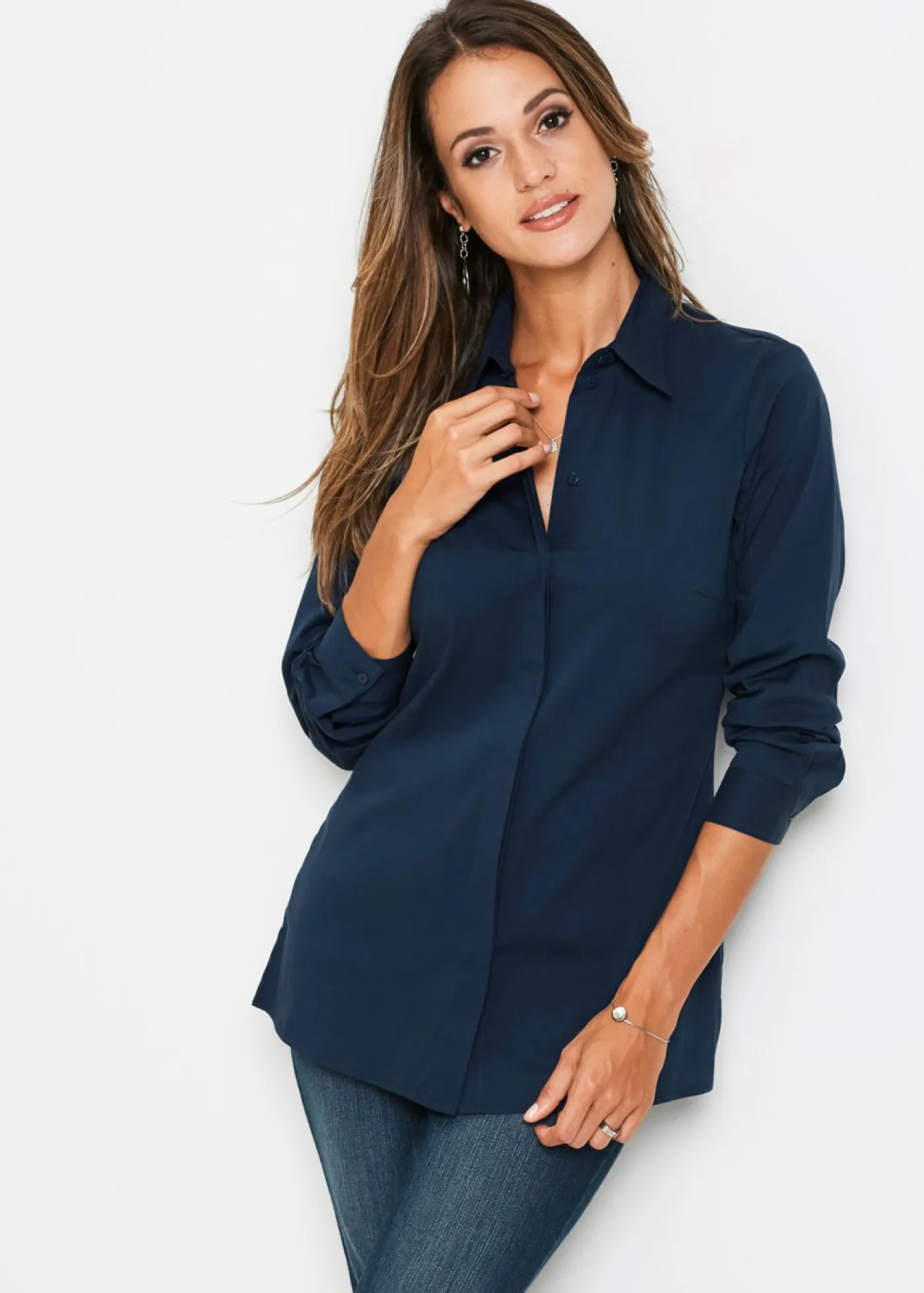 Sale Blusa elástica larga Mujer Camisas Y Blusas