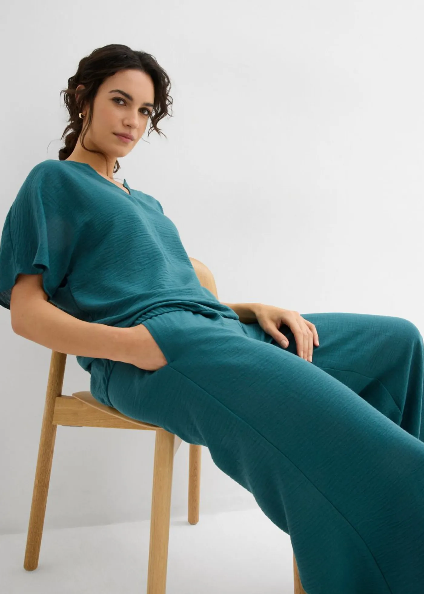 Sale Blusa holgada con dobladillo elástico Mujer Camisas Y Blusas