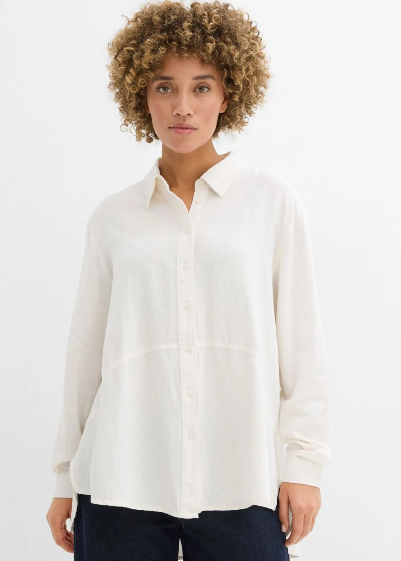 Outlet Blusa holgada de mezcla de lino Mujer Camisas Y Blusas|Novedades