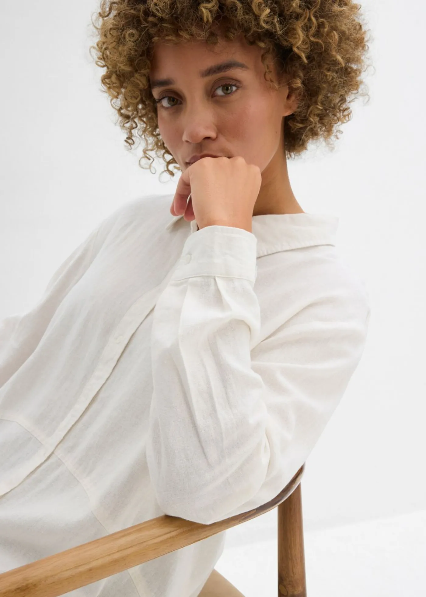 Outlet Blusa holgada de mezcla de lino Mujer Camisas Y Blusas|Novedades