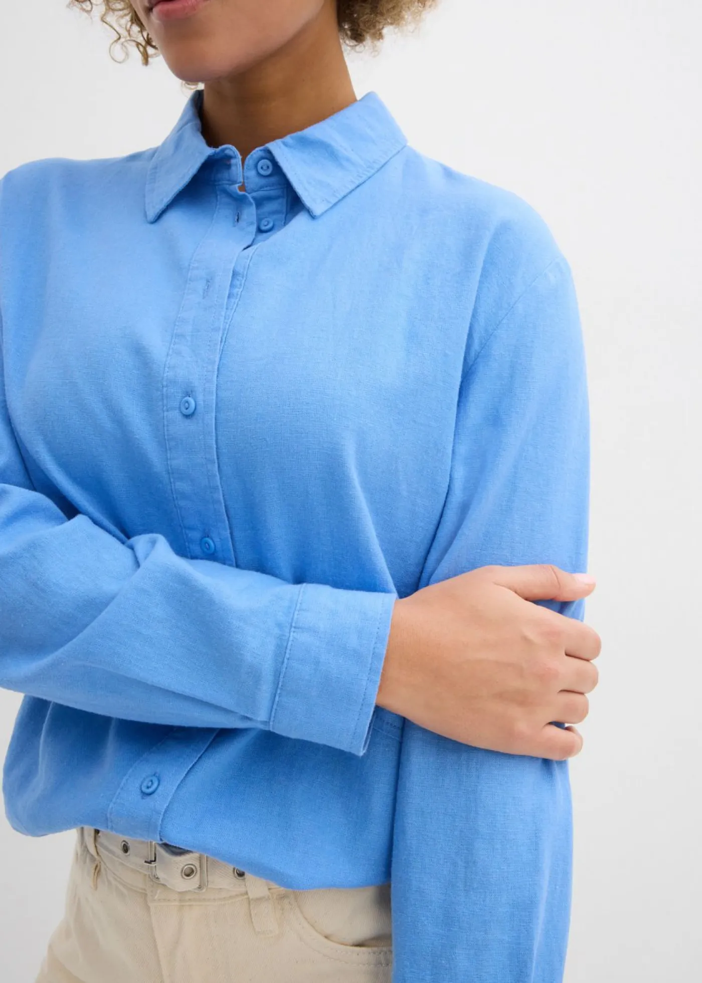 Best Blusa holgada de mezcla de lino Mujer Camisas Y Blusas|Novedades