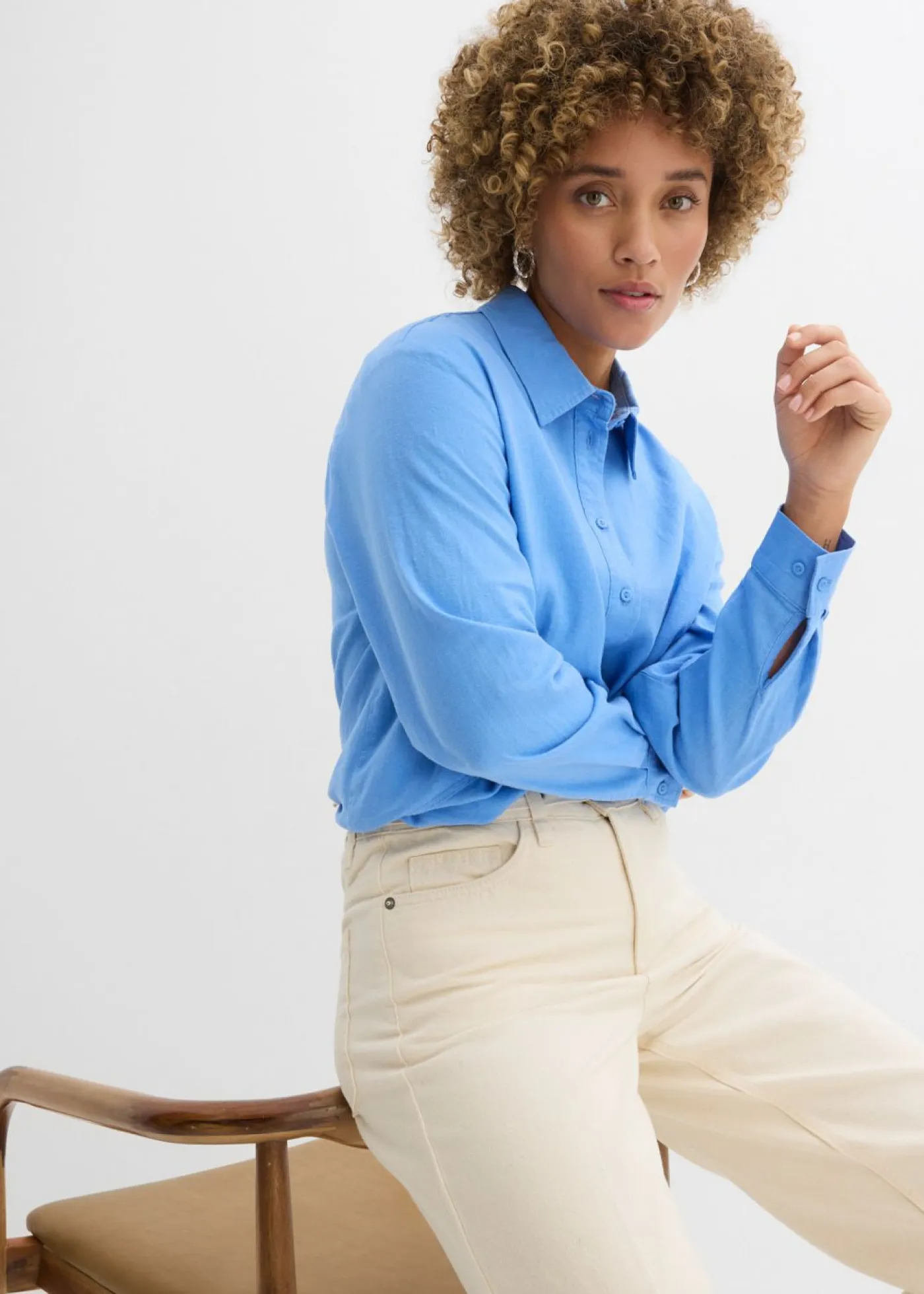 Best Blusa holgada de mezcla de lino Mujer Camisas Y Blusas|Novedades