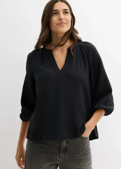 Outlet Blusa holgada de muselina Mujer Camisas Y Blusas|Novedades