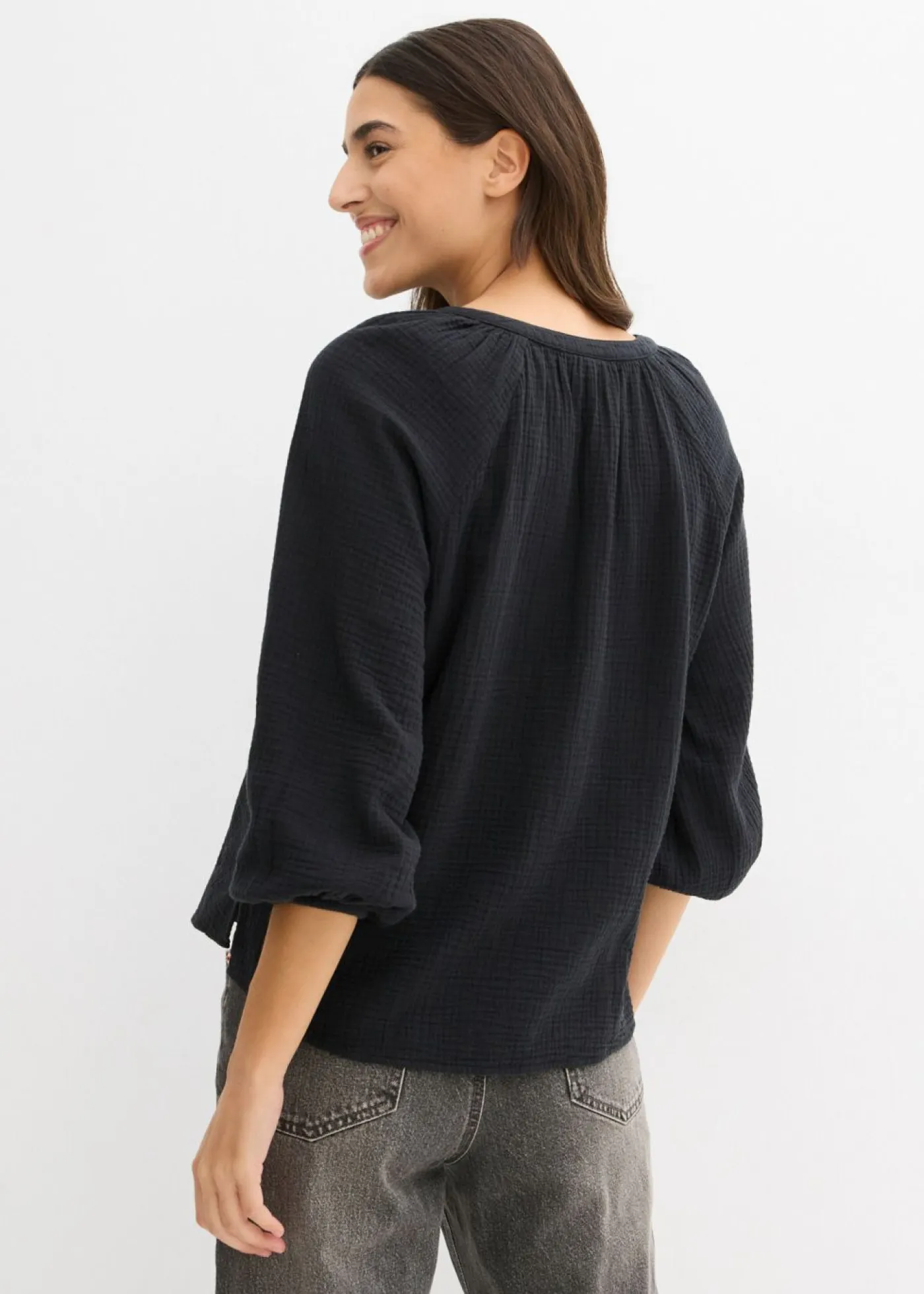 Outlet Blusa holgada de muselina Mujer Camisas Y Blusas|Novedades
