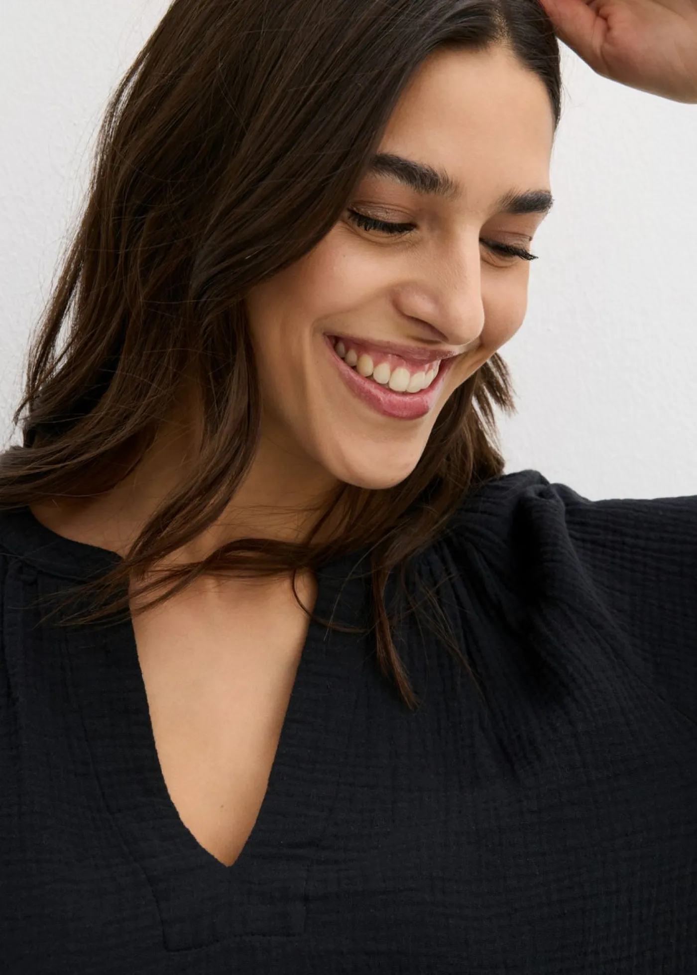 Outlet Blusa holgada de muselina Mujer Camisas Y Blusas|Novedades