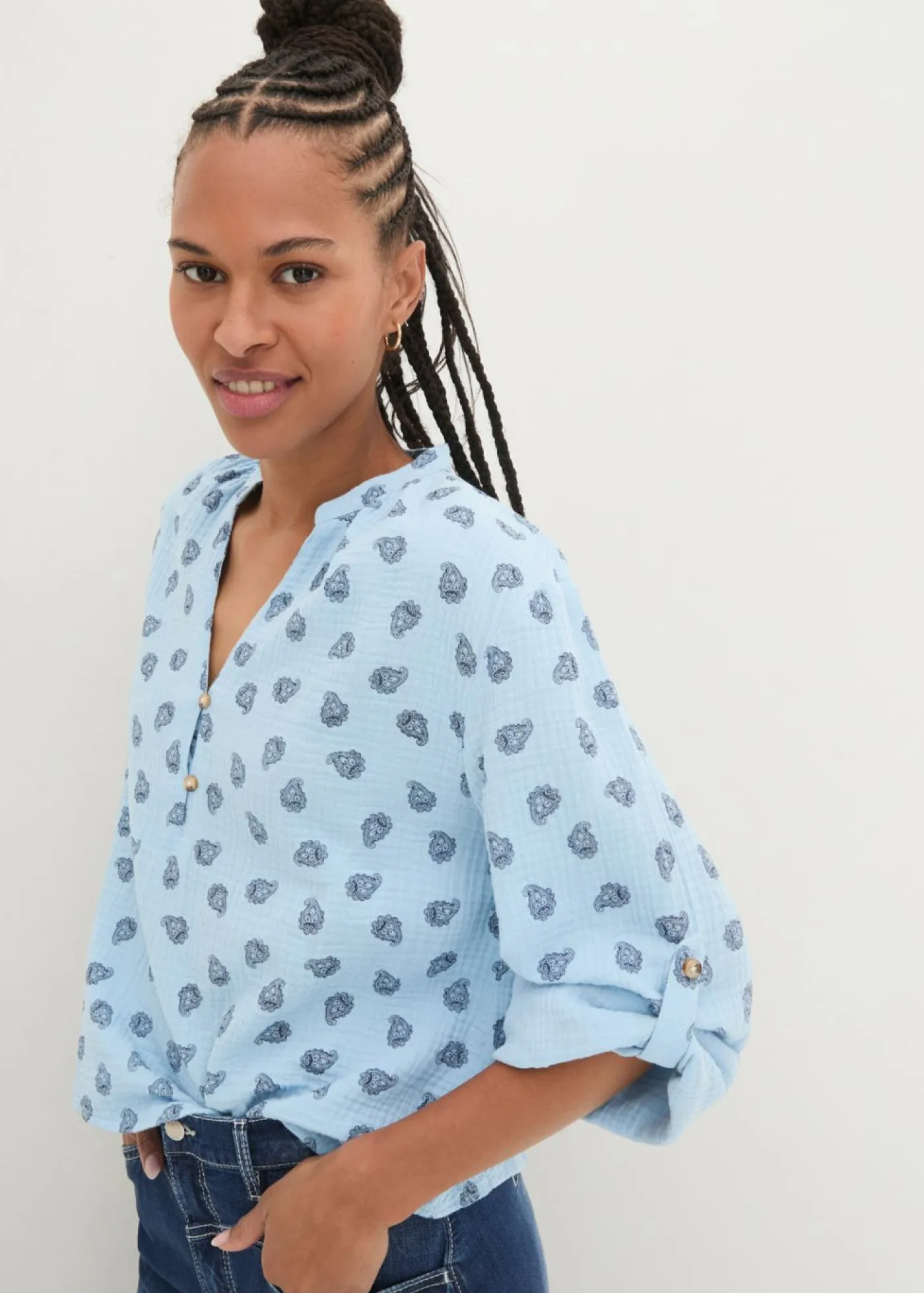 Online Blusa holgada de muselina vaporosa Mujer Camisas Y Blusas