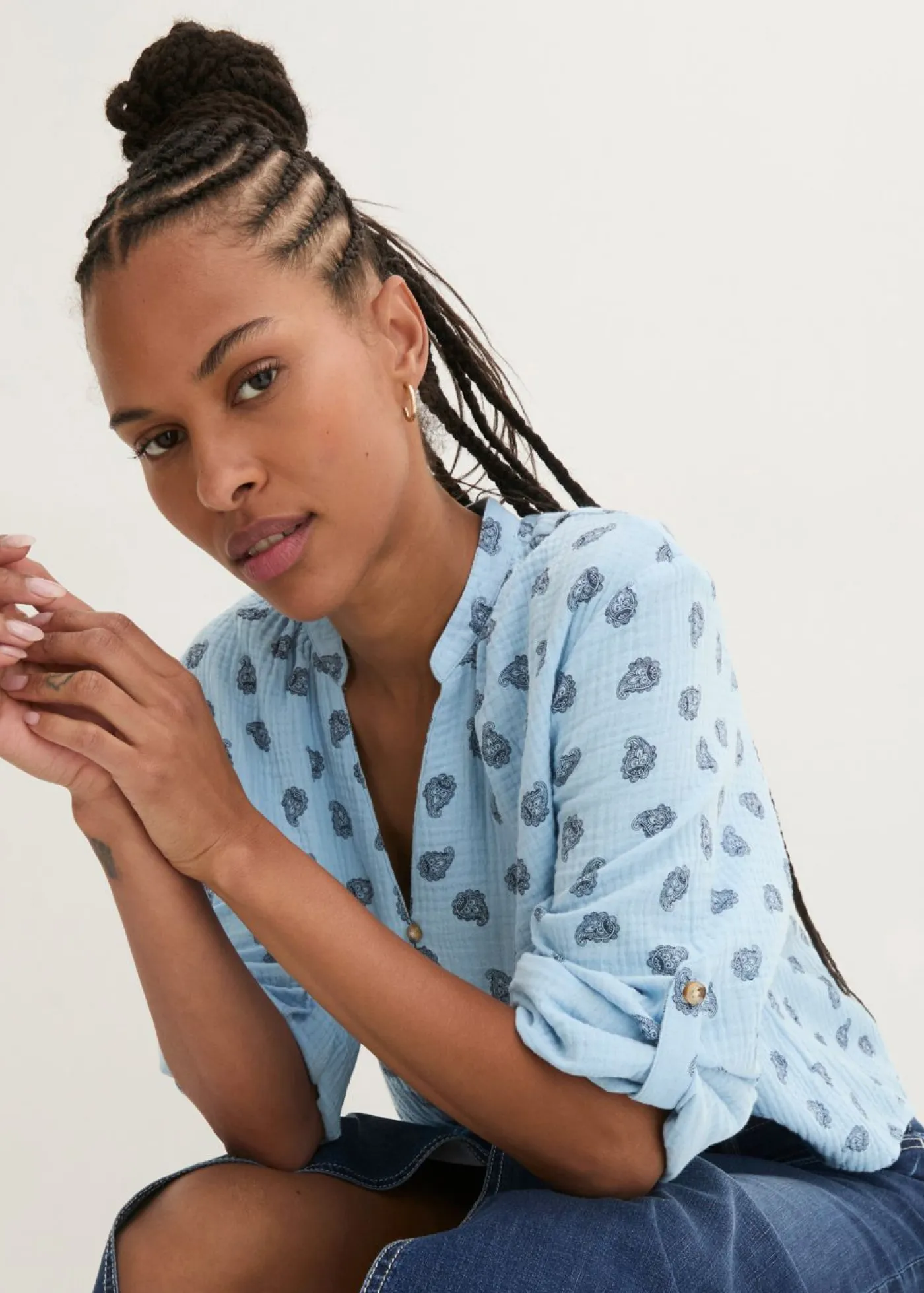 Online Blusa holgada de muselina vaporosa Mujer Camisas Y Blusas