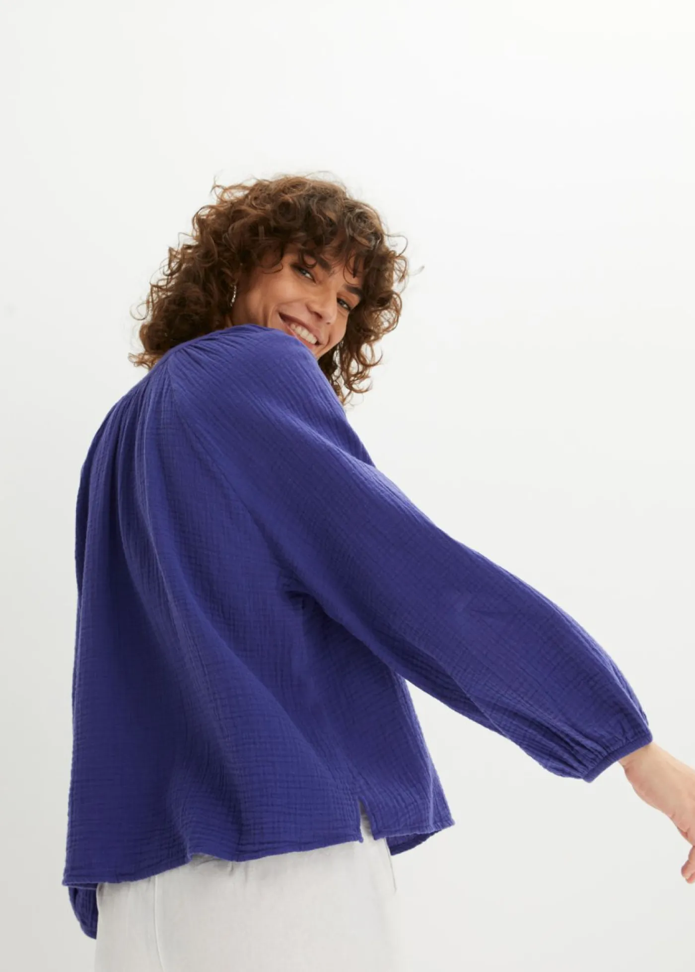 Clearance Blusa holgada de muselina Mujer Camisas Y Blusas|Novedades