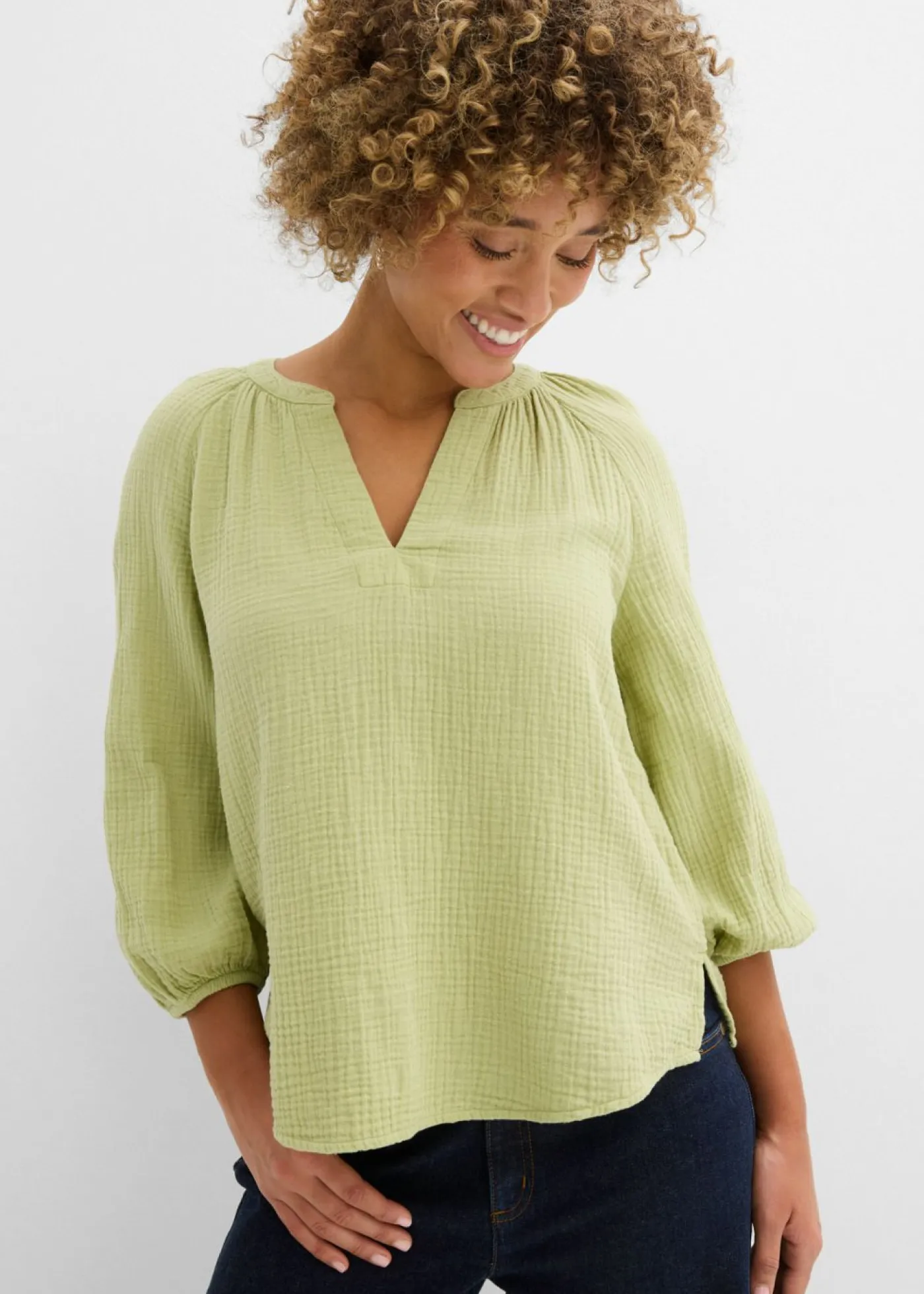 Sale Blusa holgada de muselina Mujer Novedades|Camisas Y Blusas