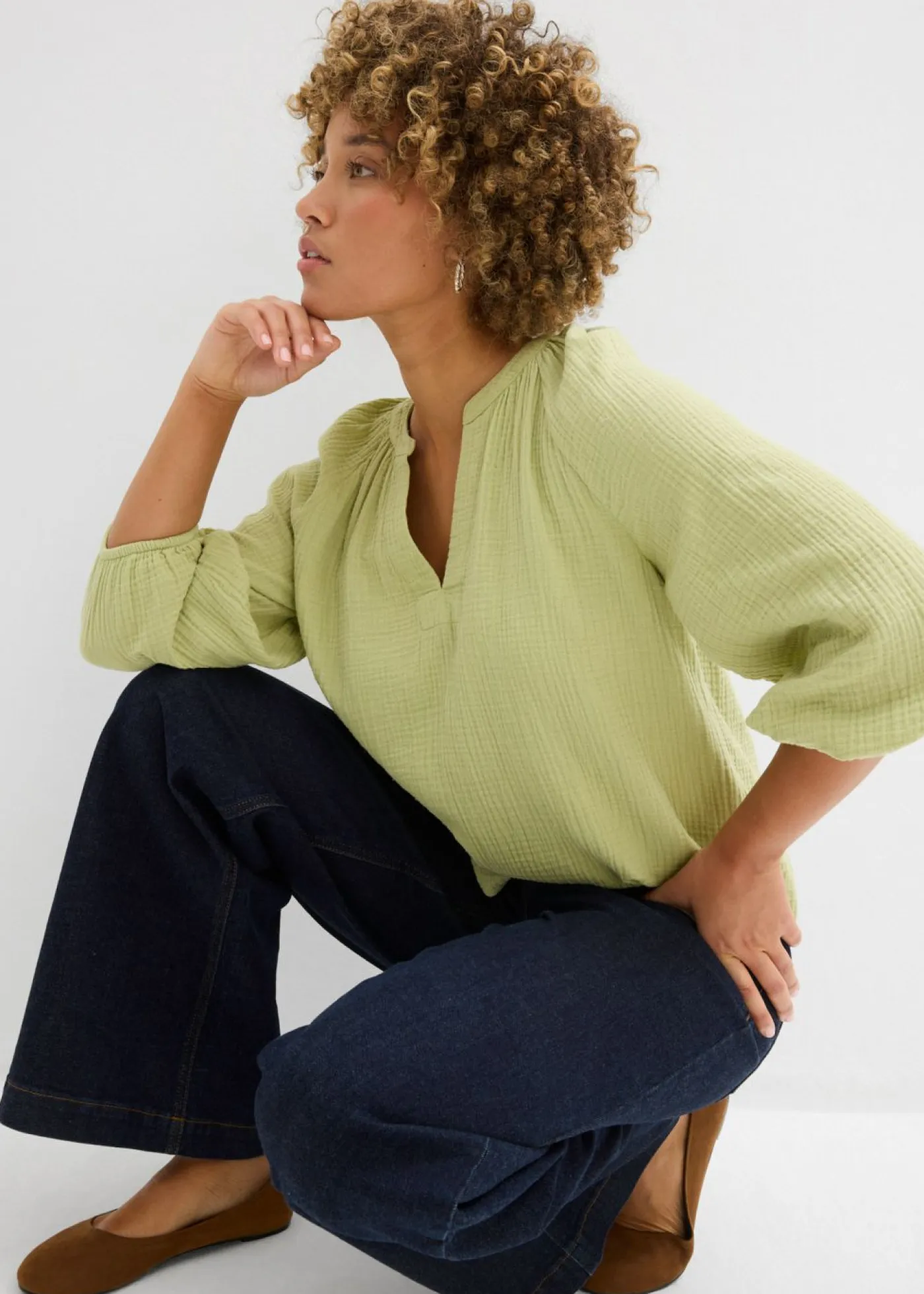 Sale Blusa holgada de muselina Mujer Novedades|Camisas Y Blusas