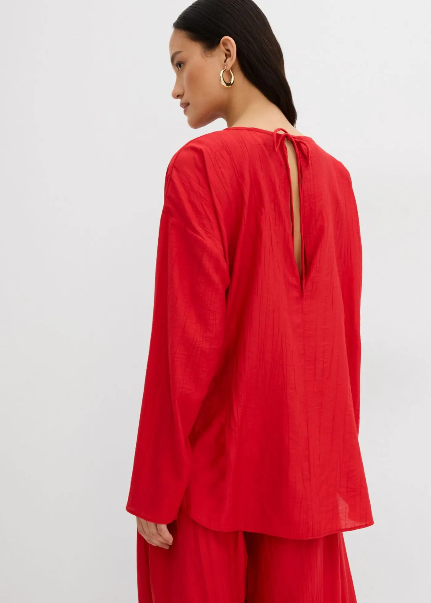 Best Blusa holgada tipo túnica de mezcla de viscosa arrugada con estructura Mujer Conjuntos De Ropa|Esenciales